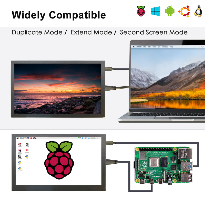 LESOWN P70CW-T Small HDMI USB Touchscreen 7 inch 1024x600 with Speakers Portable PC Monitor Screen