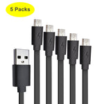LESOWN [Pack of 5PCS] 1ft /0.3m Premium Flat Short Micro USB Cables